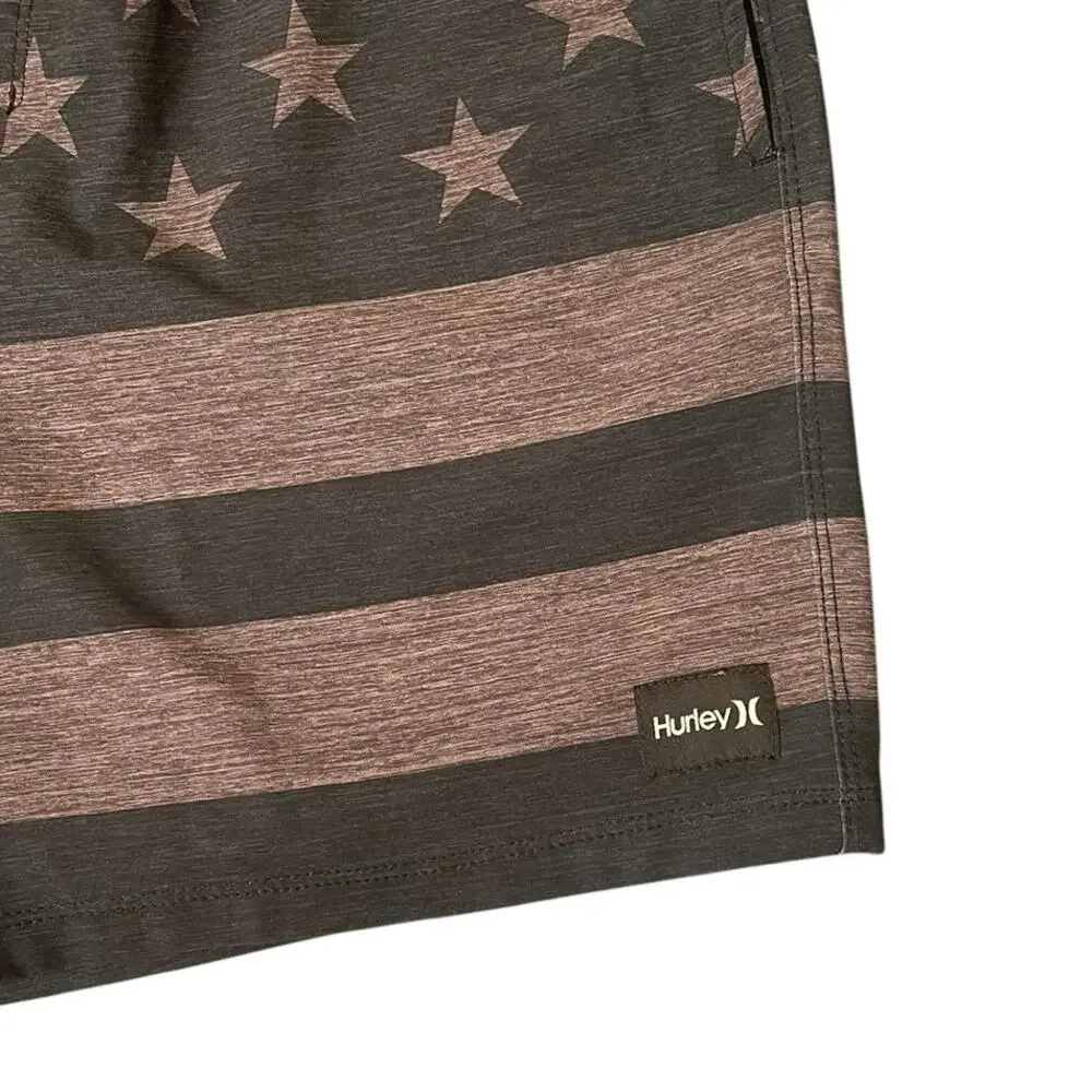 Hurley Men's Patriot Volley Swim Trunks Size S Flag Fourth of July Beach